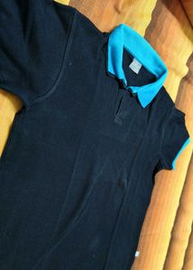 Fanideaz Men Black Cotton Casual Polo Tshirt