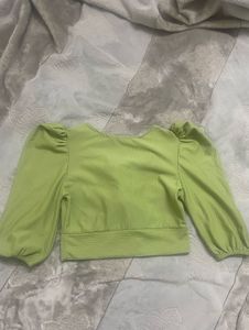 Green Tie-Neck Crop Top