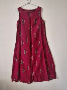 Burgundy Floral Print Dress