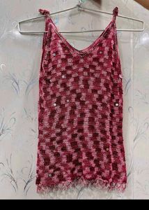 Pink Crochet Tank Top