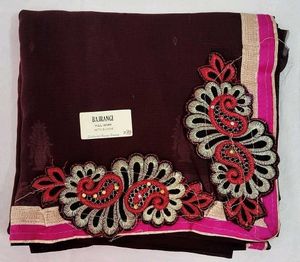 Brown Lace Saree With Blouse
