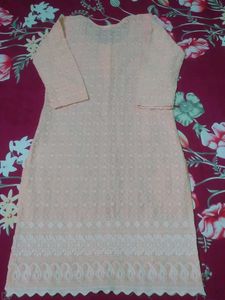 Elegant Peach Embroidered Kurta