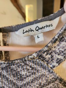 Latin Quarter Sequence Work Allover Grey Dress