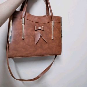 Brown Bow Accent Satchel