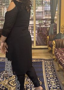 Elegant Black Embroidered Kurta Pant N Dupatta