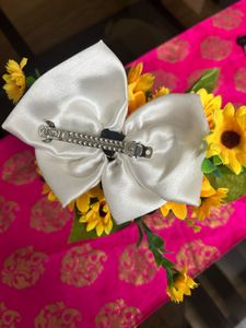 White Bow Hair Clip
