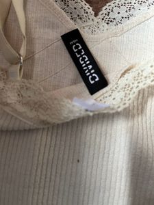White Lace Trimmed Ribbed Top
