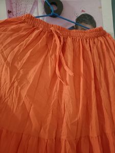 Golden Wrk Lace And Orang Skirt