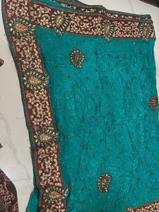 Teal Embroidered Sari