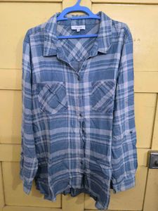 Blue Plaid Button-Down Shirt