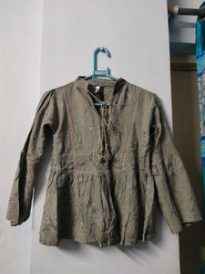 Olive Green Embroidered Top☘️