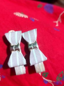 Striped Bow Hair Clips (Set of 2)