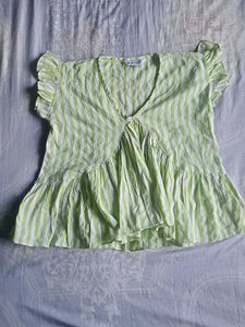 Striped Peplum Top🌿💚✨