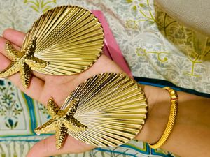 STAR SHELL GOLDEN EARRING &amp;hand Bracelet