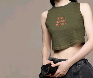 Olive Green Graphic Crop Top