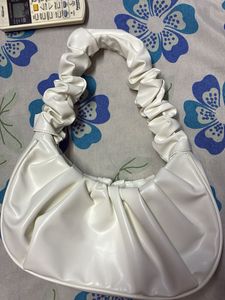 White Ruched Handle Bag