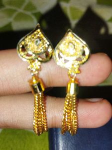 Gold Tassel Earrings Artificial
