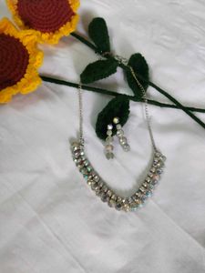 Iridescent Necklace And Earrings