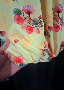 Floral Print Yellow Blouse