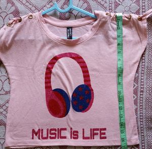 Women Crop Top &amp; Over Sized T-shirt