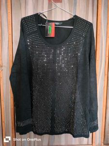 Sparkly Black Long Sleeve Top