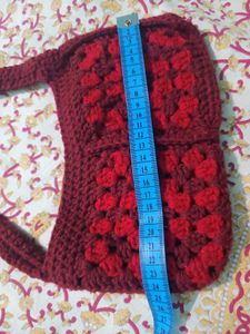 Crochet Maroon &amp; Red Granny Square Bag