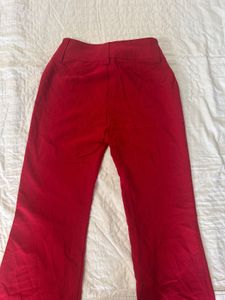 Y2K Red Low Rise Flared Pants