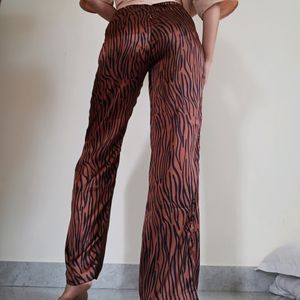 Wide Animal Print Trousers