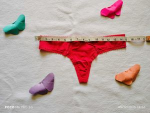 Red Thong with Lace Trim