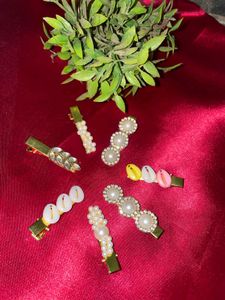 Pearl &amp; Shell Hair Clip Set