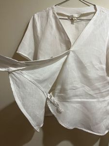 H&amp;M Linen Old Money Wrap top
