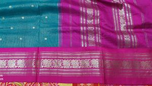 Teal &amp; Pink Silk Saree