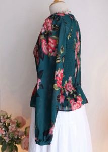 Smocked Floral Peplum Top