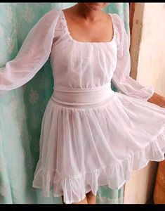 White Sheer Mini Dress