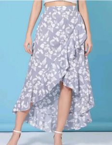 Blue Floral Ruffle Skirt