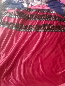 Maroon N Black Frill Saree