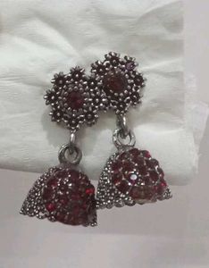 Red Jhumka Earrings