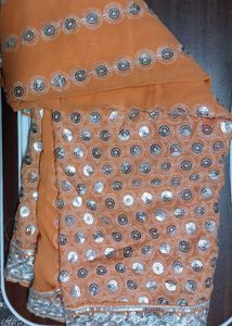 Orange Embroidered Saree