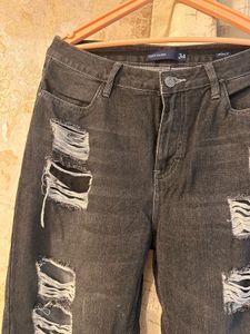 Tokyo Talkies Ripped Black Jeans, High Waist- 34