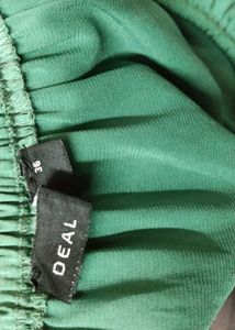 Green Off-Shoulder Satin Blouse