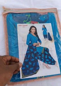 Blue Printed Salwar Kameez Suit