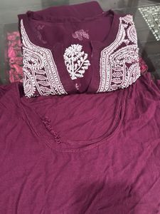 Purple Chikankari Kurti