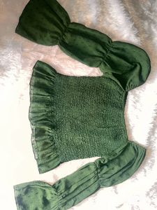 bottle green crop top