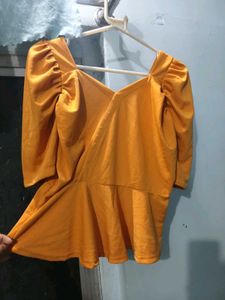 Mango Mustard Peplum Top