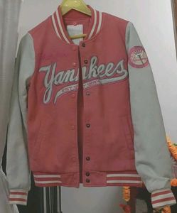 Pink New York Yankees Varsity Jacket+1🆓hand Bag