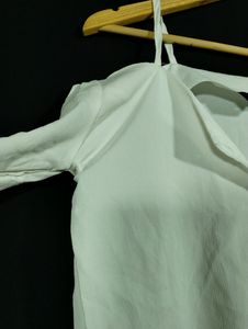 White Shoulder Cut Top (Women)