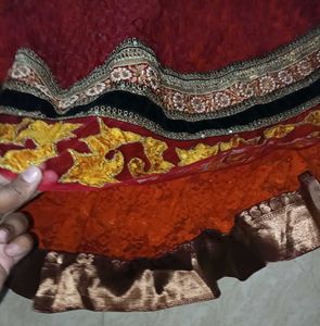 Red &amp; Gold Anarkali Dress