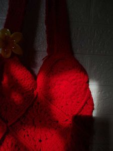 Red Crochet Tote Bag