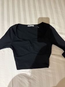 Black Deep Neckline Top