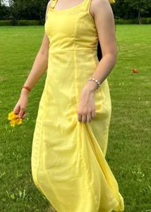 Brand New(Newme) Yellow Solid Chiffon Strapy Dress